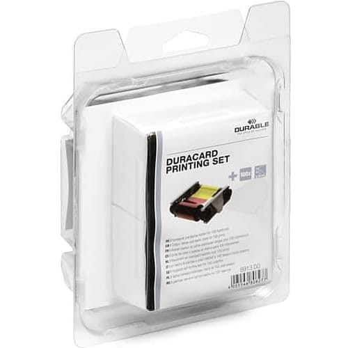 Taśma barwiąca kolorowa i 100 standardowych kart plastikowych DURACARD Printing set 891300