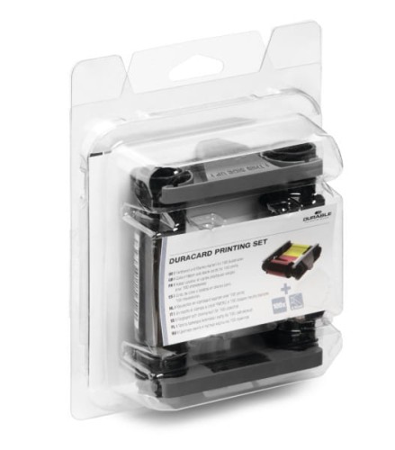 Taśma barwiąca kolorowa i 100 standardowych kart plastikowych DURACARD Printing set 891300