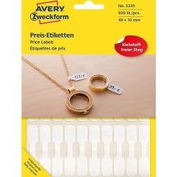 Etykiety cenowe do opisywania ręcznego, 930 etyk./op., 49 x 10 mm, białe, Avery 3335