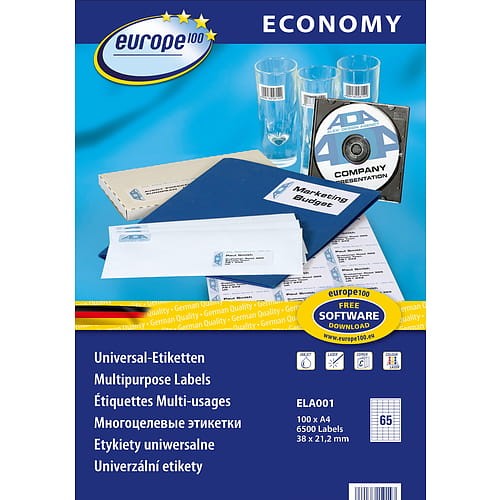 Etykiety uniwersalne Economy Europe100 by Avery Zweckform 38x21,2 mm ELA001 białe