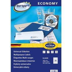 Etykiety uniwersalne Economy Europe100 by Avery Zweckform, A4, 100 ark./op., 70 x 25,4 mm, białe