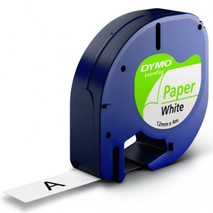 Taśma DYMO LetraTag papierowa 12mm x 4m biała 59421 S0721500