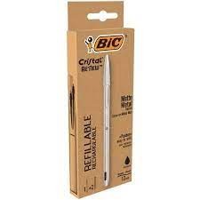 BIC Cristal Renew Metal Długopis czarny pudełko 1+2wkłady