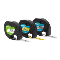 Dymo Dymo 3 Taśmy 12mm/4m - Papierowa Biała, Plastikowa Żółta, Metalowa