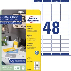 Avery Zweckform Etykiety Adresowe , A4, 10 Ark./Op., 45,7 X 21,2 Mm, Białe
