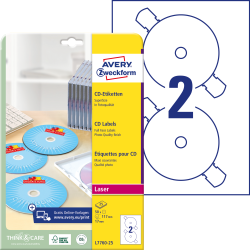 Avery Zweckform Etykiety Na Płyty Cd  117 Mm L7760-25 Białe