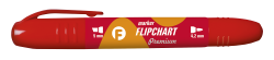 Tetis Marker dwustronny flipchart Premium czerwony
