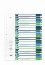Durable Przekładki A4+ 20 części, 1-20 kolorowe indeksy z przezroczystą przednią okładką PP