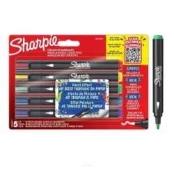 SHARPIE  Markery akrylowe kredowe  z efektem farbki  5 kolorów  +piórnik 