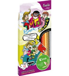 Kredki FIORELLO Super Soft 12 kol. + 2 gratis ostrz. trójkątna Tytus, Romek i A"Tomek