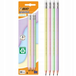 Ołówek BIC Evolution Pastelowy  HB Z Gumką  5szt.