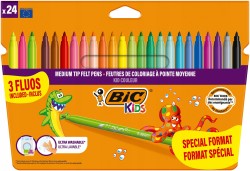 Flamastry Kids Kid Couleur Fluo Pudełko 20+4szt Bic