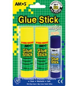 Klej w sztyfcie AMOS blister 22 g  x 2 szt. + 8 g Magic