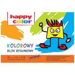 Blok rysunkowy A4 kolor 15 ark 80 g Happy Color