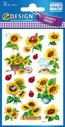 Naklejki Z-Design brokatowe z kwiatami - słoneczniki 2/14/28 - papierowe brokatowe