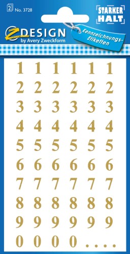 Naklejki Z Design - Cyfry (30pt/7,5mm) - złote 2/62/124 - folia