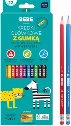 Interdruk Kredki 12 ołówkowe z gumką BEBE Kids