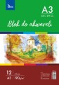BLOK DO AKWARELI A3, 190 g/m2, 12 ARKUSZY KB011-A3 Tetis