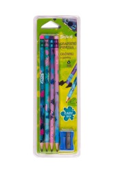 DISNEY BLUE - OŁÓWKI TRÓJKĄTNE Z GUMKĄ + TEMPERÓWKA, BLISTER 4 SZT. - STITCH /24/