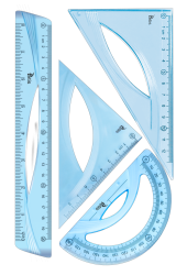 Tetis ZESTAW GEOMETRYCZNY NIEBIESKI Z LINIJKĄ 20CM