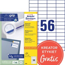 Trwałe etykiety papierowe 52,5 x 21,2 mm, białe etykiety samoprzylepne, etykiety do druku 100 ark. / op., Avery 3668