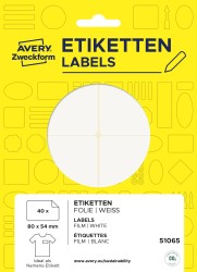 Samoprzylepne identyfikatory do opisu ręcznego, 10 ark/40 etyk.w opak, 80 x 54 mm, folia poliestrowa, usuwalne, białe, AVERY 51065