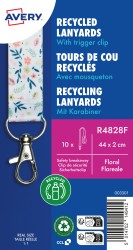 Smycz na identyfikator z recyklingowanego PET, 10 szt.; 20 x 440 mm; smycze we wzór kwiatowy, AVERY R4828F