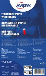 Opaski na rękę TYVEK ®, 256 x 19 mm, czerwone neonowe identyfikatory, AVERY TYVRD-50