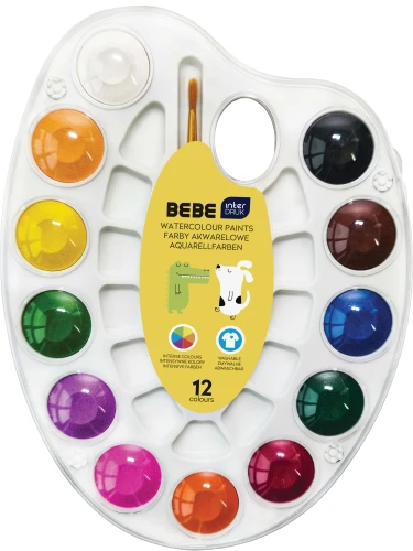 Interdruk Farby akwarelowe 12k paletka pędzel BEBE Kids