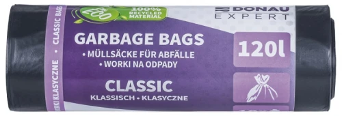 Worki na odpady DONAU EXPERT, klasyczne, LDPE, 120l, 10 szt., czarne