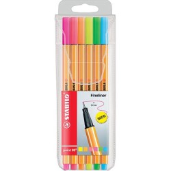 Cienkopis Point 88 Neon Etui 6 Sztuk Stabilo 88-6-1