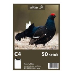 Koperta Biała C-4 50 Sztuk Sk z paskiem Opakowanie Foliowe