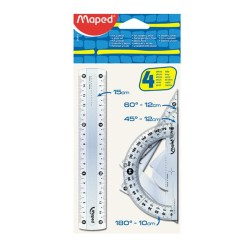 Zestaw Start Mini Linijka 15 Cm 2 Ekierki Kątomierz Torebka  242815