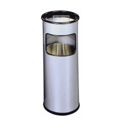 Durable Kosz Na Śmieci Okrągły Metalowy Z Popielnicą 17 L Srebrny 333023