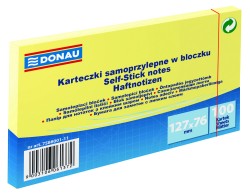Bloczek Samoprzylepny Donau, 127x76mm, 1x100 Kart., Jasnożółty