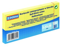 Bloczek Samoprzylepny Donau, 38x51mm, 1x100 Kart., Jasnożółty