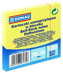 Bloczek Samoprzylepny Donau, 76x76mm, 1x100 Kart., Jasnożółty