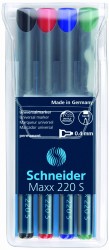 Zestaw Foliopisów Permanentnych Schneider Maxx 220, S, 0,4 Mm, 4 Szt., Miks Kolorów