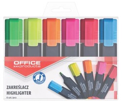 Zakreślacz Fluorescencyjny Office Products, 1-5mm (Linia), 6szt., Mix Kolorów