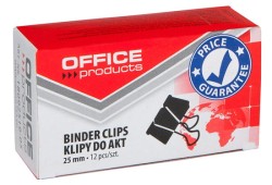 Klipy Do Dokumentów Office Products, 25mm, 12szt., Czarne